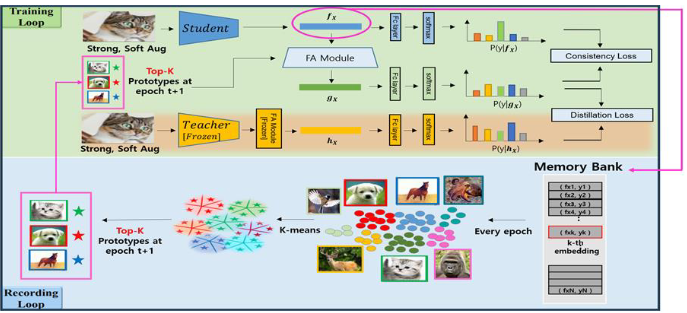 Semi-supervised learning Knowledge Distillation with feature Augmentation (KDA)